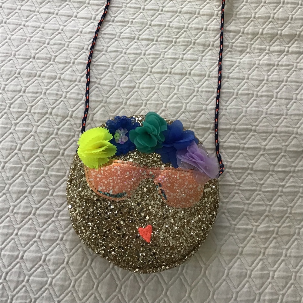 J Crew Girls Round Emoji Glitter Purse- NWT